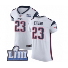 Men's Nike New England Patriots #23 Patrick Chung White Vapor Untouchable Elite Player Super Bowl LIII Bound NFL Jersey