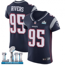 Men's Nike New England Patriots #95 Derek Rivers Navy Blue Team Color Vapor Untouchable Elite Player Super Bowl LII NFL Jersey