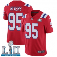 Men's Nike New England Patriots #95 Derek Rivers Red Alternate Vapor Untouchable Limited Player Super Bowl LII NFL Jersey