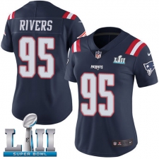 Women's Nike New England Patriots #95 Derek Rivers Limited Navy Blue Rush Vapor Untouchable Super Bowl LII NFL Jersey