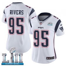 Women's Nike New England Patriots #95 Derek Rivers White Vapor Untouchable Limited Player Super Bowl LII NFL Jersey