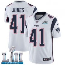 Youth Nike New England Patriots #41 Cyrus Jones White Vapor Untouchable Limited Player Super Bowl LII NFL Jersey