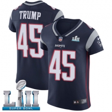 Men's Nike New England Patriots #45 Donald Trump Navy Blue Team Color Vapor Untouchable Elite Player Super Bowl LII NFL Jersey
