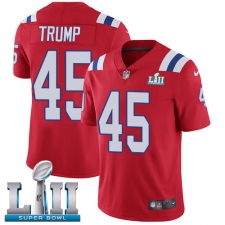 Men's Nike New England Patriots #45 Donald Trump Red Alternate Vapor Untouchable Limited Player Super Bowl LII NFL Jersey