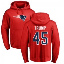 NFL Nike New England Patriots #45 Donald Trump Red Name & Number Logo Pullover Hoodie