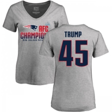 Women's Nike New England Patriots #45 Donald Trump Heather Gray 2017 AFC Champions V-Neck T-Shirt