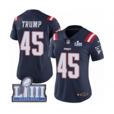 Women's Nike New England Patriots #45 Donald Trump Limited Navy Blue Rush Vapor Untouchable Super Bowl LIII Bound NFL Jersey