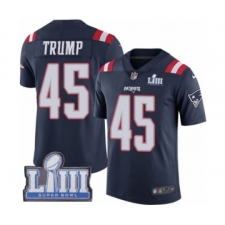 Youth Nike New England Patriots #45 Donald Trump Limited Navy Blue Rush Vapor Untouchable Super Bowl LIII Bound NFL Jersey