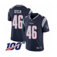 Men's New England Patriots #46 James Develin Navy Blue Team Color Vapor Untouchable Limited Player 100th Season Football Jersey