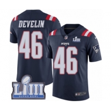 Men's Nike New England Patriots #46 James Develin Limited Navy Blue Rush Vapor Untouchable Super Bowl LIII Bound NFL Jersey