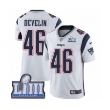 Men's Nike New England Patriots #46 James Develin White Vapor Untouchable Limited Player Super Bowl LIII Bound NFL Jersey