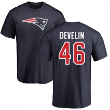 NFL Nike New England Patriots #46 James Develin Navy Blue Name & Number Logo T-Shirt