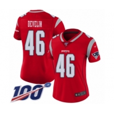 Women's New England Patriots #46 James Develin Limited Red Inverted Legend 100th Season Football Jersey