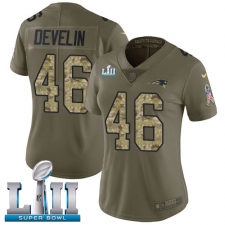 Women's Nike New England Patriots #46 James Develin Limited Olive/Camo 2017 Salute to Service Super Bowl LII NFL Jersey
