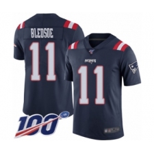 Men's New England Patriots #11 Drew Bledsoe Limited Navy Blue Rush Vapor Untouchable 100th Season Football Jersey