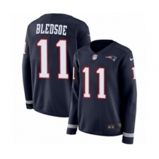 Women's Nike New England Patriots #11 Drew Bledsoe Limited Navy Blue Therma Long Sleeve NFL Jersey