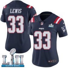 Women's Nike New England Patriots #33 Dion Lewis Limited Navy Blue Rush Vapor Untouchable Super Bowl LII NFL Jersey