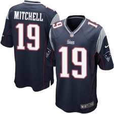 Men's Nike New England Patriots #19 Malcolm Mitchell Game Navy Blue Team Color NFL Jersey
