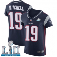 Men's Nike New England Patriots #19 Malcolm Mitchell Navy Blue Team Color Vapor Untouchable Elite Player Super Bowl LII NFL Jersey