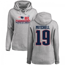 Women's Nike New England Patriots #19 Malcolm Mitchell Heather Gray 2017 AFC Champions Pullover Hoodie