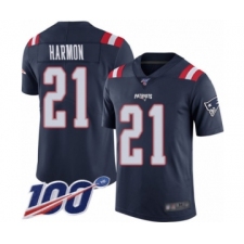 Men's New England Patriots #21 Duron Harmon Limited Navy Blue Rush Vapor Untouchable 100th Season Football Jersey