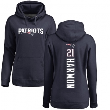 NFL Women's Nike New England Patriots #21 Duron Harmon Navy Blue Backer Pullover Hoodie