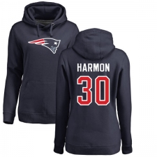 NFL Women's Nike New England Patriots #30 Duron Harmon Navy Blue Name & Number Logo Pullover Hoodie