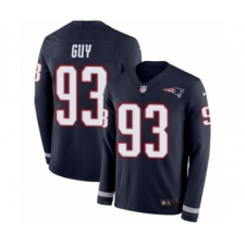 Men's Nike New England Patriots #93 Lawrence Guy Limited Navy Blue Therma Long Sleeve NFL Jersey