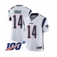 Men's New England Patriots #14 Steve Grogan White Vapor Untouchable Limited Player 100th Season Football Jersey