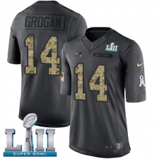 Men's Nike New England Patriots #14 Steve Grogan Limited Black 2016 Salute to Service Super Bowl LII NFL Jersey