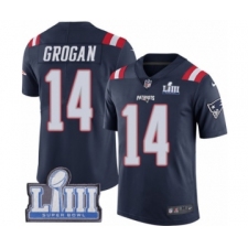 Men's Nike New England Patriots #14 Steve Grogan Limited Navy Blue Rush Vapor Untouchable Super Bowl LIII Bound NFL Jersey