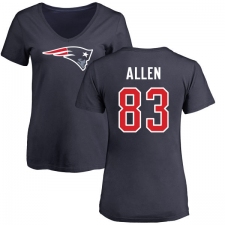 NFL Women's Nike New England Patriots #83 Dwayne Allen Navy Blue Name & Number Logo Slim Fit T-Shirt