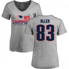 Women's Nike New England Patriots #83 Dwayne Allen Heather Gray 2017 AFC Champions V-Neck T-Shirt