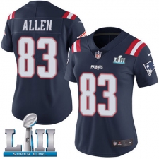 Women's Nike New England Patriots #83 Dwayne Allen Limited Navy Blue Rush Vapor Untouchable Super Bowl LII NFL Jersey