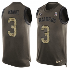 Men's Nike Oakland Raiders #3 E. J. Manuel Limited Green Salute to Service Tank Top NFL Jersey
