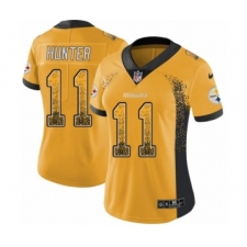 Women's Nike Pittsburgh Steelers #11 Justin Hunter Limited Gold Rush Drift Fashion NFL Jersey