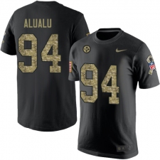 Nike Pittsburgh Steelers #94 Tyson Alualu Black Camo Salute to Service T-Shirt