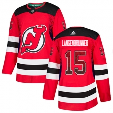 Men's Adidas New Jersey Devils #15 Jamie Langenbrunner Authentic Red Drift Fashion NHL Jersey
