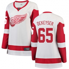 Women's Detroit Red Wings #65 Danny DeKeyser Authentic White Away Fanatics Branded Breakaway NHL Jersey