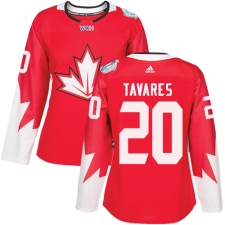 Women's Adidas Team Canada #20 John Tavares Premier Red Away 2016 World Cup Hockey Jersey