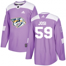 Youth Adidas Nashville Predators #59 Roman Josi Authentic Purple Fights Cancer Practice NHL Jersey