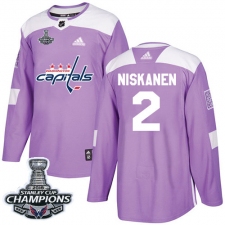 Men's Adidas Washington Capitals #2 Matt Niskanen Authentic Purple Fights Cancer Practice 2018 Stanley Cup Final Champions NHL Jersey