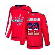 Youth Washington Capitals #22 Lucas Johansen Authentic Red USA Flag Fashion Hockey Jersey