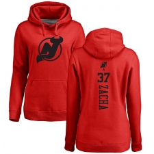 NHL Women's Adidas New Jersey Devils #37 Pavel Zacha Red One Color Backer Pullover Hoodie