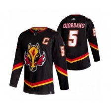 Men's Calgary Flames #5 Mark Giordano Black 2020-21 Reverse Retro Alternate Hockey Jersey