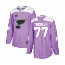 Men's St. Louis Blues #77 Pierre Turgeon Authentic Purple Fights Cancer Practice 2019 Stanley Cup Champions Hockey Jersey