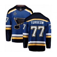 Men's St. Louis Blues #77 Pierre Turgeon Fanatics Branded Royal Blue Home Breakaway 2019 Stanley Cup Champions Hockey Jersey