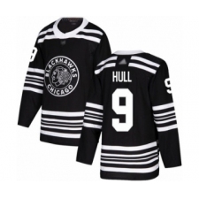 Men's Chicago Blackhawks #9 Bobby Hull Authentic Black Alternate Hockey Jersey