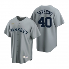 Men's Nike New York Yankees #40 Luis Severino Gray Cooperstown Collection Road Stitched Baseball Jersey