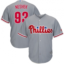 Youth Majestic Philadelphia Phillies #93 Pat Neshek Replica Grey Road Cool Base MLB Jersey